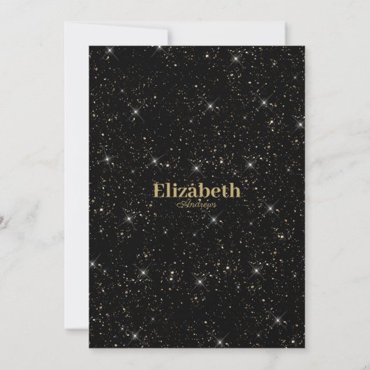 Elegant zwart goud glitter confetti Vrijgezellenfe Kaart (Achterkant)