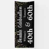 Elegant Zwart Goud Glitter Joint Volwassen Verjaar Spandoek (Verticaal)