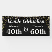 Elegant Zwart Goud Glitter Joint Volwassen Verjaar Spandoek (Horizontaal)