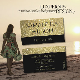 Elegant Zwart Goud Glitter Lichtgevende Sterren Fa Visitekaartje