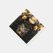 Elegant Zwart Goud Glitter Mardi Gras 2025 Servet (Hoek)