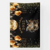 Elegant Zwart Goud Glitter Mardi Gras 2025 Spandoek (Verticaal)