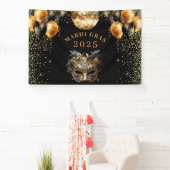 Elegant Zwart Goud Glitter Mardi Gras 2025 Spandoek (Insitu)