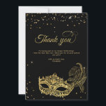 Elegant Zwart Goud Glitter Masquerade Bedankt<br><div class="desc">Elegant Zwart Goud Glitter Masquerade Dank je kaart</div>