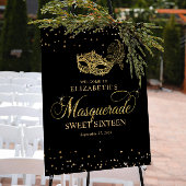 Elegant Zwart Goud Glitter Masquerade Party Poster