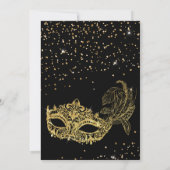 Elegant Zwart Goud Glitter Masquerade Sweet 16 Kaart (Achterkant)