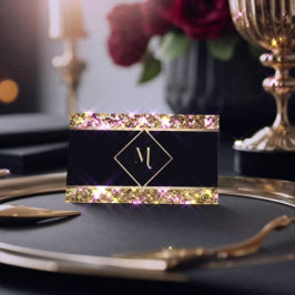 Elegant Zwart & Goud Glitter Modern Visitekaartje