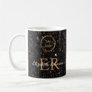 Elegant Zwart goud glitter moderne zakelijke logo Koffiemok