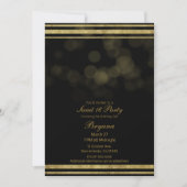 Elegant Zwart Goud Glitter Sparkle Sweet 16 Party Kaart (Voorkant)