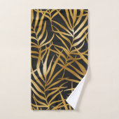 Elegant zwart goud glitter tropisch palmblad bad handdoek (Handdoek)
