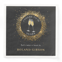 Elegant Zwart & Goud Glitter Verjaardagsfeestje Se