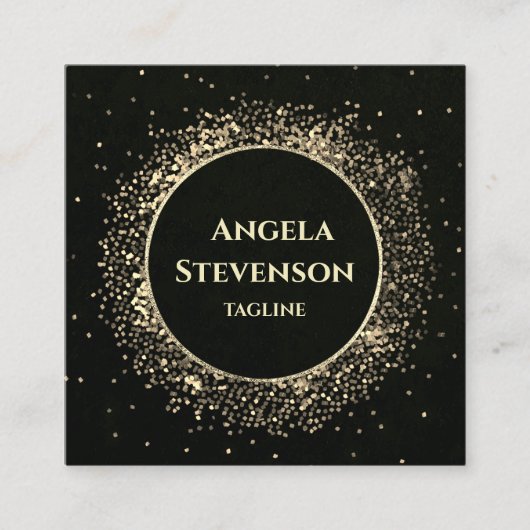 Elegant Zwart Goud Glitter Visitekaartje (Voorkant)