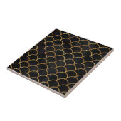 Elegant zwart goud glitter zeemeermin schaal patro tegeltje (Zijkant)