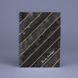Elegant zwart goud glitterachtig geometrisch schet notitieboek
