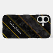 Elegant zwart goud glitterij geometrisch Case-Mate iPhone case (Achterkant (horizontaal))