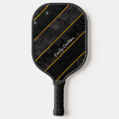Elegant zwart goud glitterij geometrisch pickleball paddle (Achterkant)
