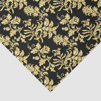 Elegant zwart & goud gotisch bloempatroon tissuepapier