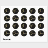 Elegant Zwart Goud GRACIAS Envelop Favor Ronde Sticker (Vel)