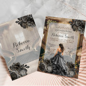 Elegant Zwart Goud Grote Balzaal Prinses 15 Años Kaart