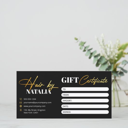 Elegant Zwart Goud Haar Salon Cadeaubon
