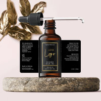 Elegant Zwart & Goud Haarolie Dropper Flessenetike