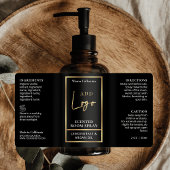 Elegant Zwart & Goud Haarolie Dropper Flessenetike Etiket