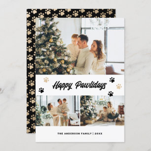 Elegant Zwart Goud Happy Pawholidays Kerst Kaart