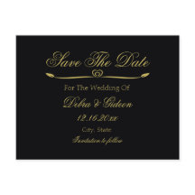 Elegant Zwart & Goud Hart Bloei Save the Date