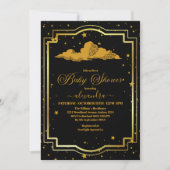 Elegant Zwart Goud Hemels Baby shower Kaart (Voorkant)