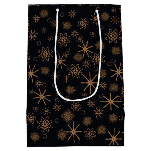 Elegant zwart & goud hert aangepaste Kerstmis Medium Cadeauzakje (Achterkant)