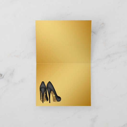 Elegant zwart goud hoge hak schoen dank u bedankkaart (Binnen)