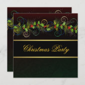 Elegant zwart goud Holly kerstfeest Kaart (Voorkant / Achterkant)
