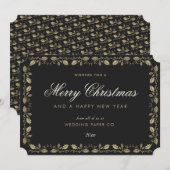 Elegant Zwart Goud Holly Zakelijke Kerstmis Kaart (Voorkant / Achterkant)