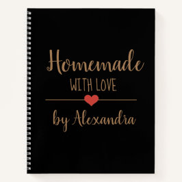Elegant zwart goud Homemade met liefdesrecept Notitieboek