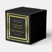 Elegant Zwart & Goud Ingelijste 50ste Verjaardag Bedankdoosjes (Achterkant)