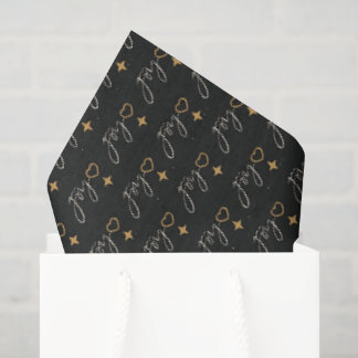 Elegant Zwart Goud JOY Calligrafie Kerst Tissuepapier