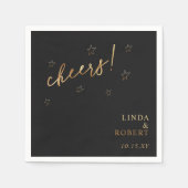 Elegant zwart goud juicht bruiloft vieringen servet (Voorkant)