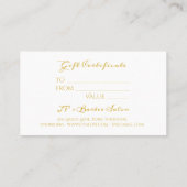 Elegant Zwart Goud Kalligrafie Cadeaubon Klantenkaartje (Achterkant)