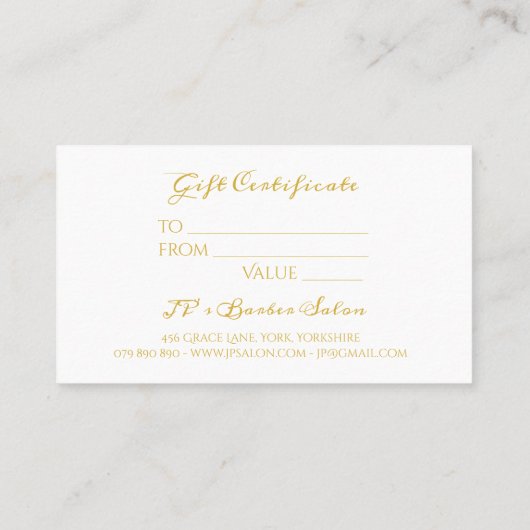 Elegant Zwart Goud Kalligrafie Cadeaubon Klantenkaartje (Achterkant)