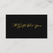 Elegant Zwart Goud Kalligrafie Cadeaubon Klantenkaartje (Voorkant)
