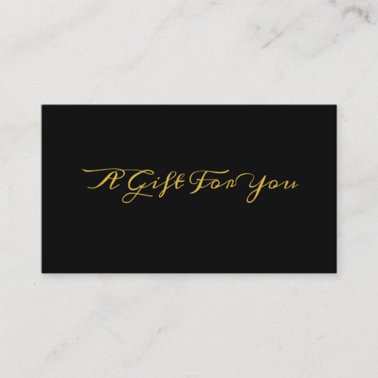 Elegant Zwart Goud Kalligrafie Cadeaubon Klantenkaartje (Voorkant)