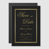 Elegant Zwart Goud Kalligrafie Save the Date (Voorkant / Achterkant)