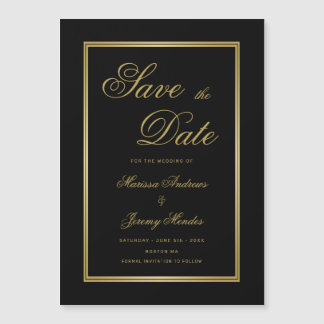 Elegant Zwart Goud Kalligrafie Save the Date