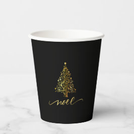 Elegant Zwart & Goud Kerstboom Noel Papieren Bekers