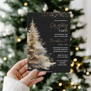 Elegant zwart & goud kerstfeest kaart