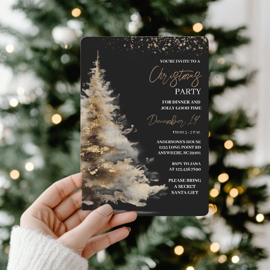 Elegant zwart & goud kerstfeest kaart