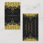 Elegant Zwart & Goud Kijk  Goud Kant Lijst Visitekaartje (Voorkant / Achterkant)