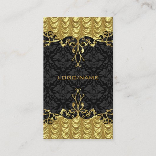 Elegant Zwart & Goud Kijk  Goud Kant Lijst Visitekaartje (Voorkant)