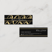 Elegant zwart goud, klassiek afstuderen 2022 contactkaartje (Voorkant / Achterkant)