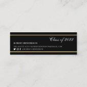 Elegant zwart goud, klassiek afstuderen 2022 contactkaartje (Achterkant)